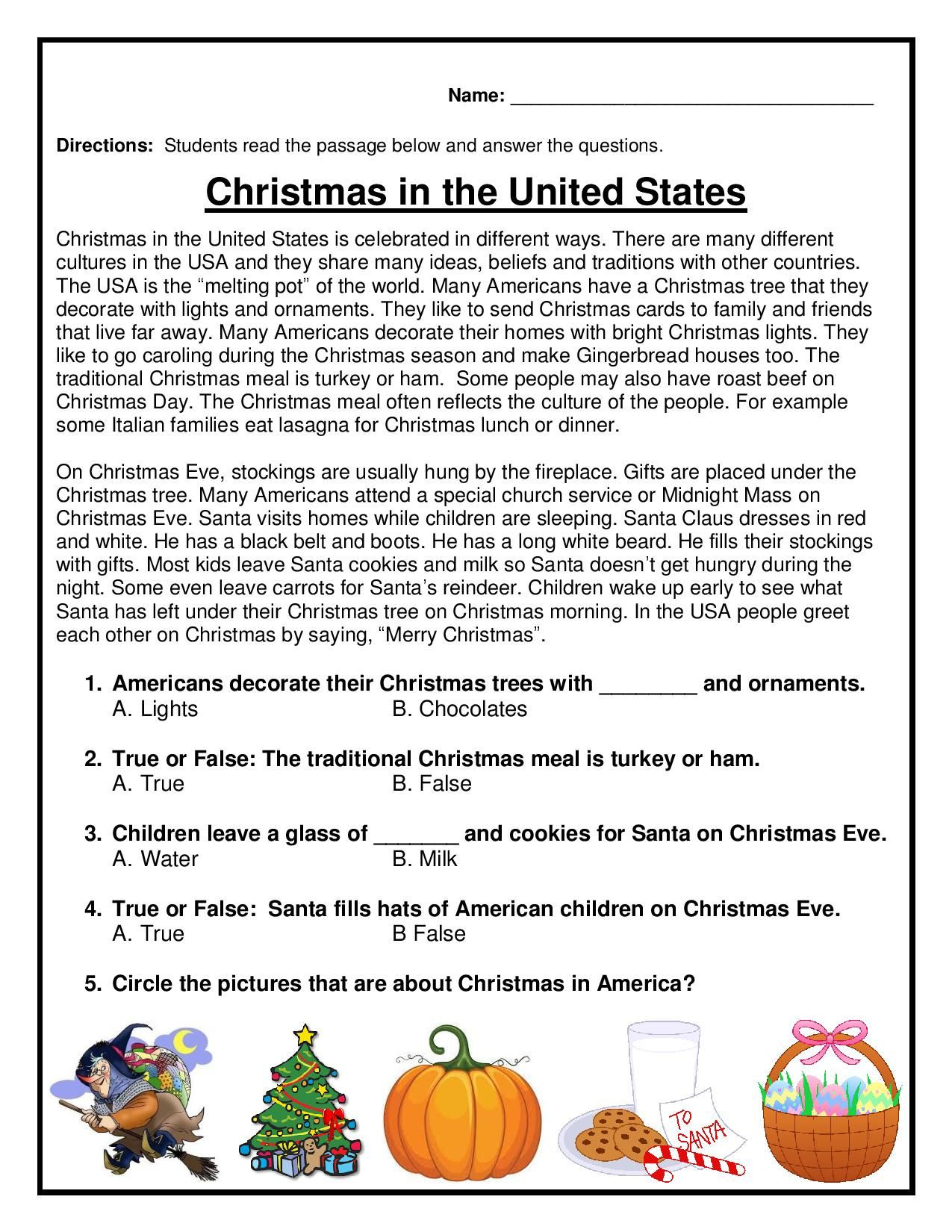 Christmas In The Usa with Christmas in The Usa Worksheet