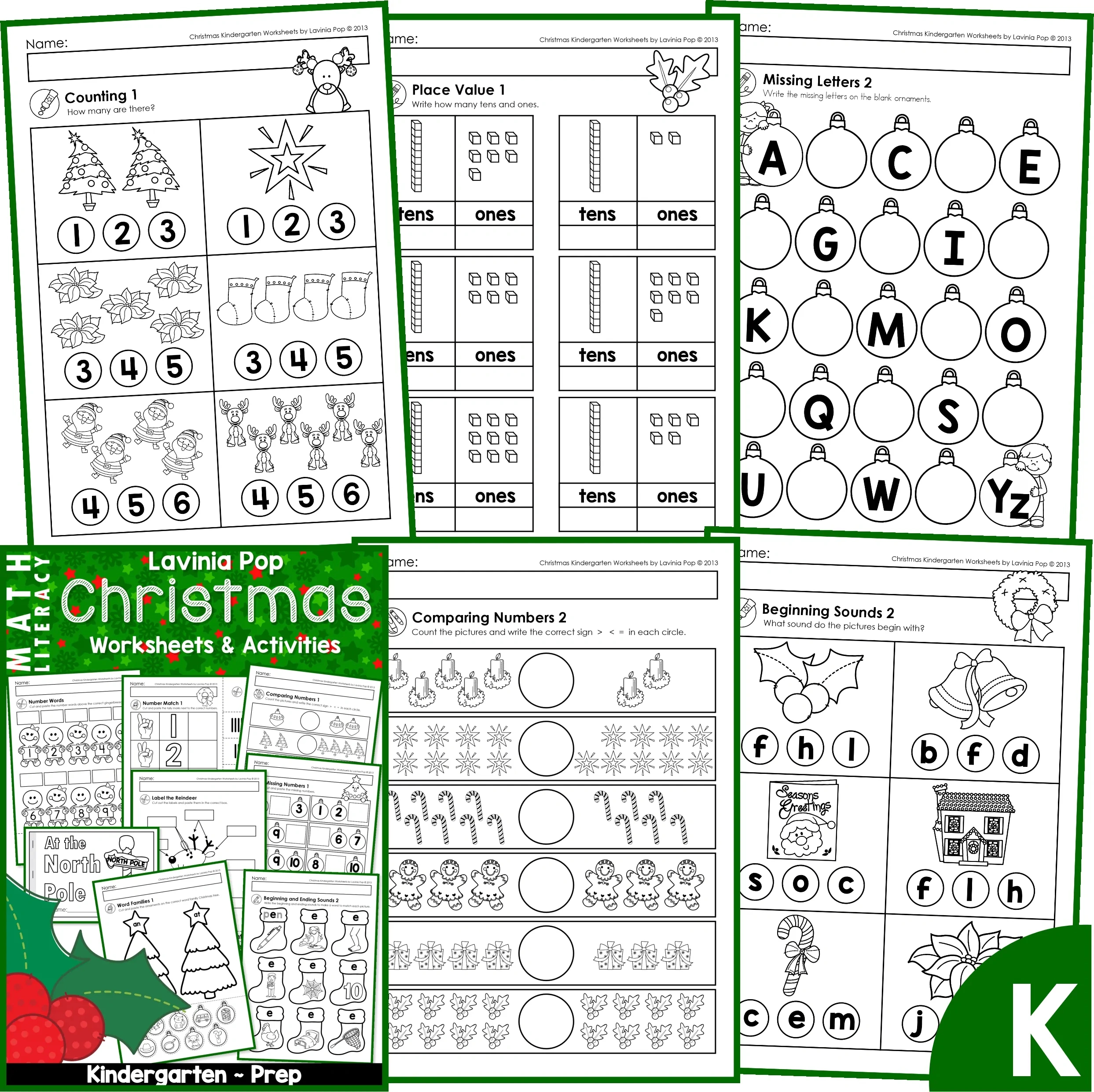 Christmas Kindergarten Worksheets And Activities No Prep in Christmas Kinder Worksheets