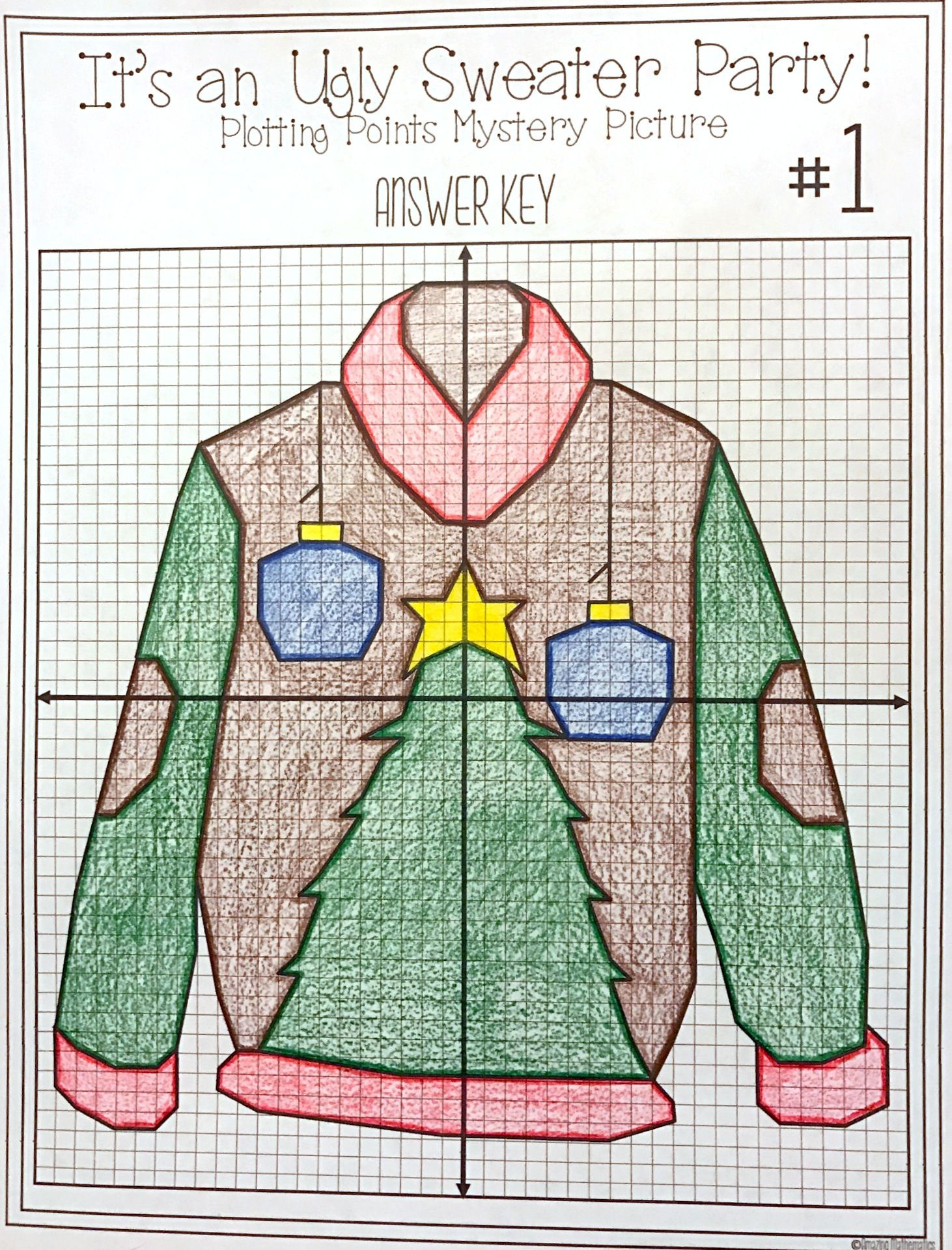 Christmas Math Activity - Ugly Sweaters Plotting Points - Mystery with regard to Ugly Christmas Sweater Worksheet Answers