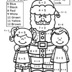 Christmas Math Worksheets For Kindergarten | Christmas Math Activities For Christmas Colour By Numbers Maths Worksheets