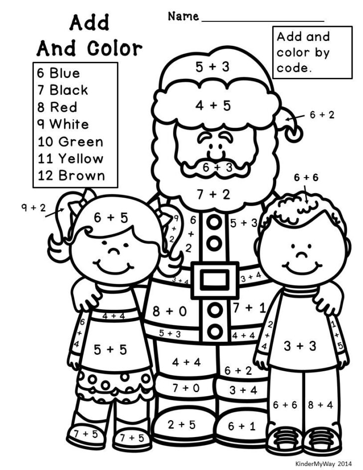 Christmas Colour by Numbers Maths Worksheets