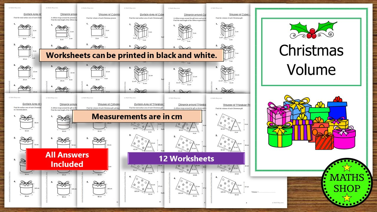 Christmas Maths Volume And Surface Area Of Prisms | Teaching Resources inside Christmas Area Worksheet