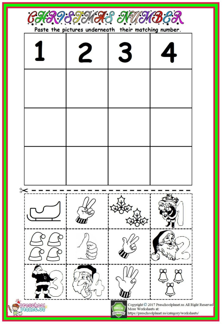 Preschool Christmas Number Worksheets