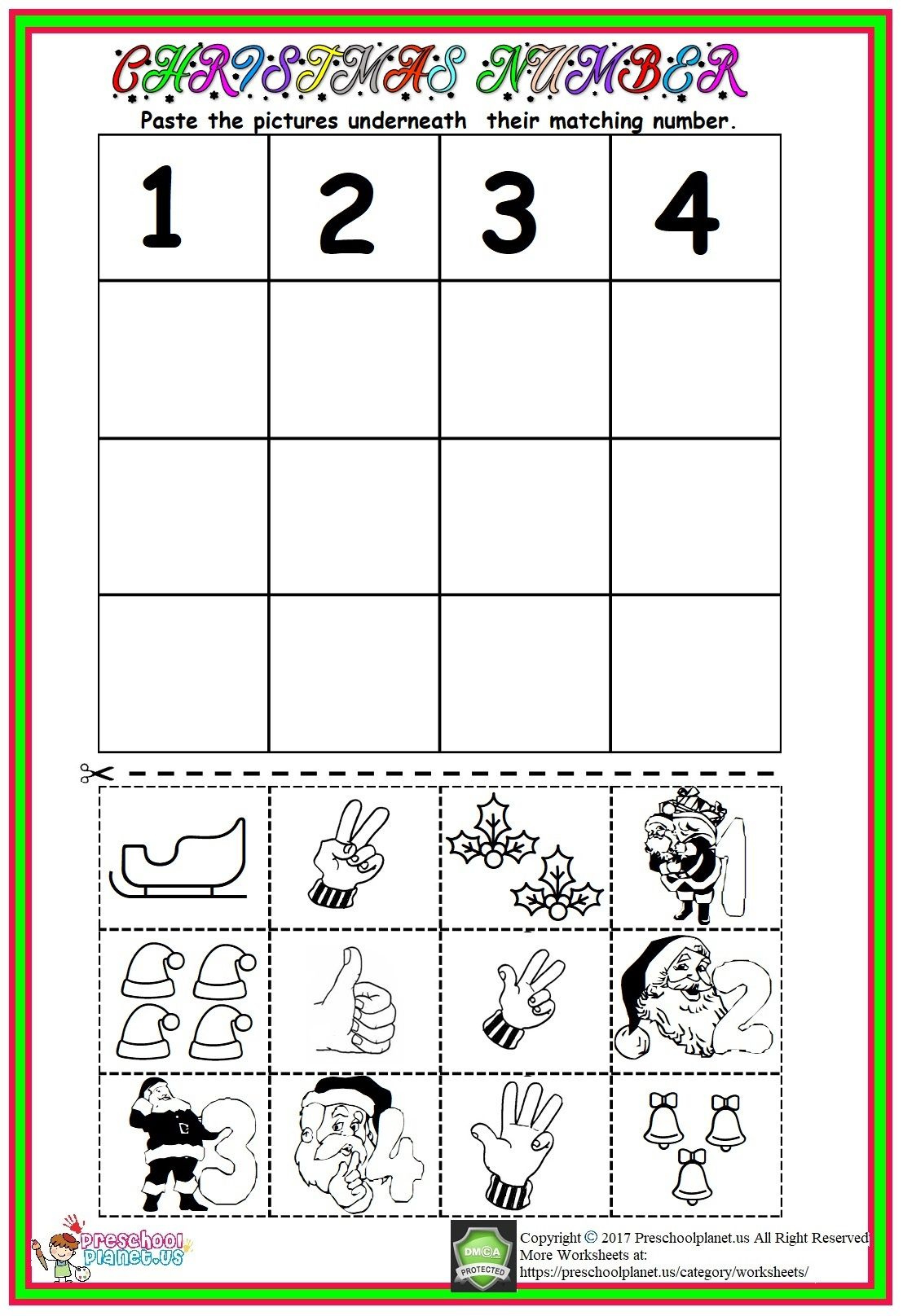 Christmas Number Worksheet inside Preschool Christmas Number Worksheets