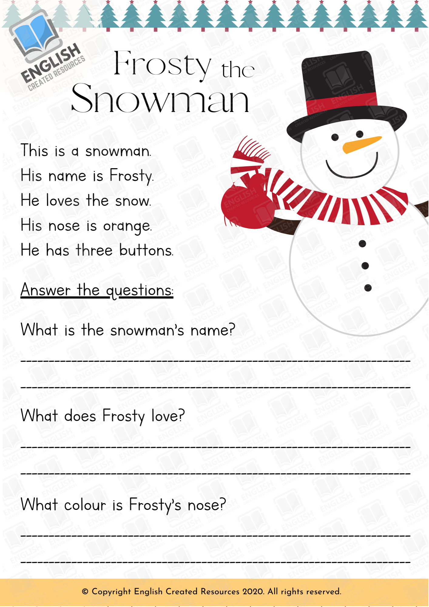 Christmas Reading Comprehension Grade 1 – English Created Resources intended for 1st Grade Christmas Reading Comprehension Worksheets