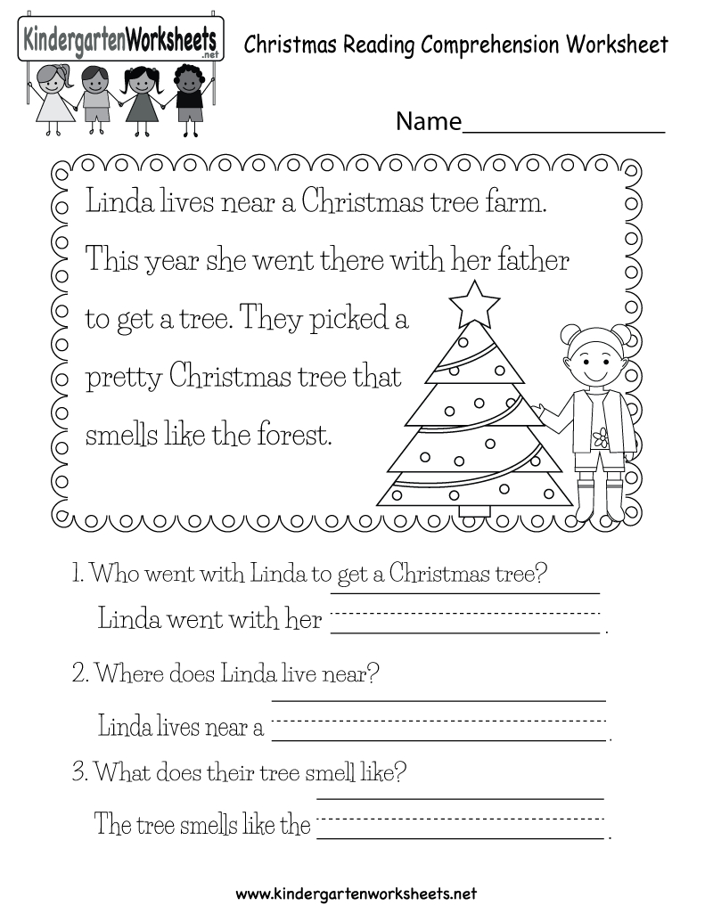 Christmas Reading Worksheet - Free Kindergarten Holiday Worksheet pertaining to Christmas Literacy Worksheets