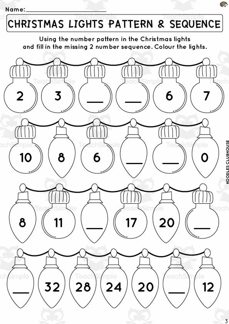 Christmas Sequence Lights Worksheetsteach Simple regarding Christmas Light Worksheet