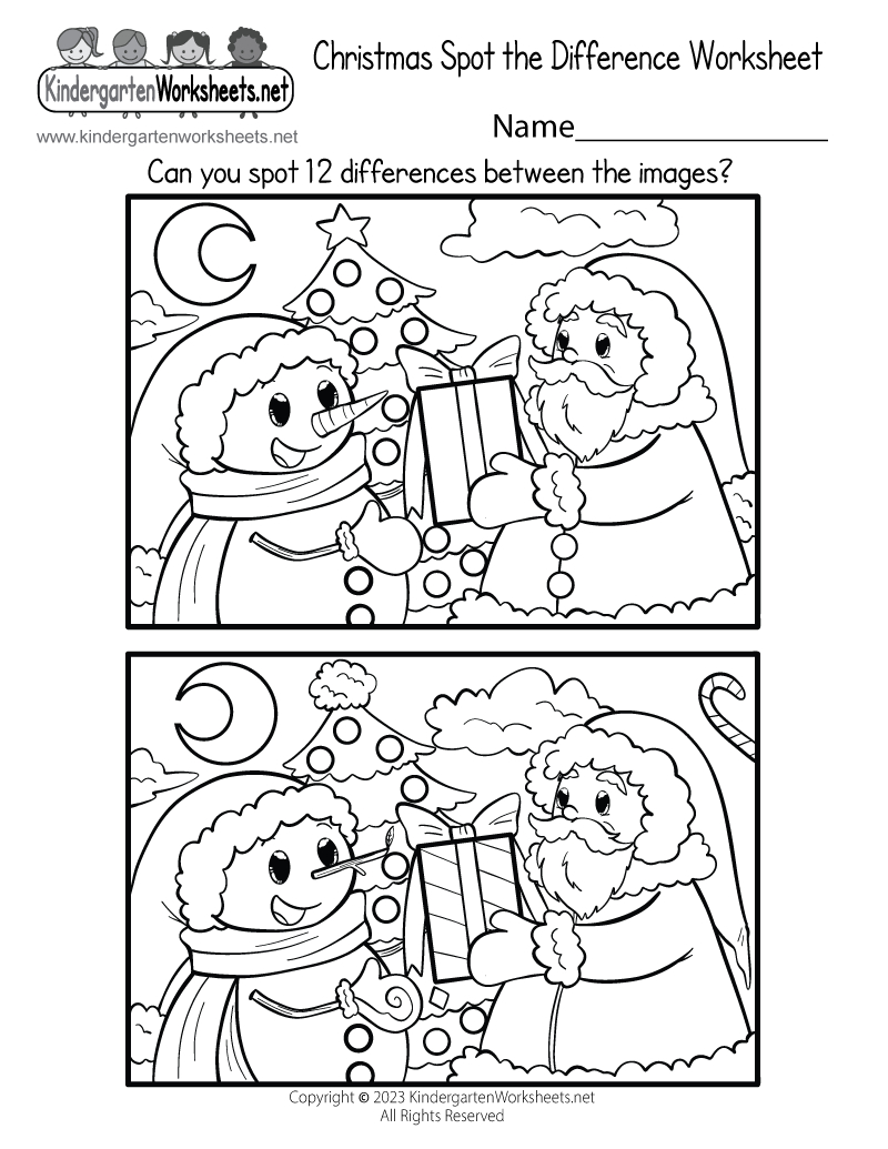 Christmas Spot The Difference Worksheet - Free Printable, Digital in Fun Christmas Printable Worksheets