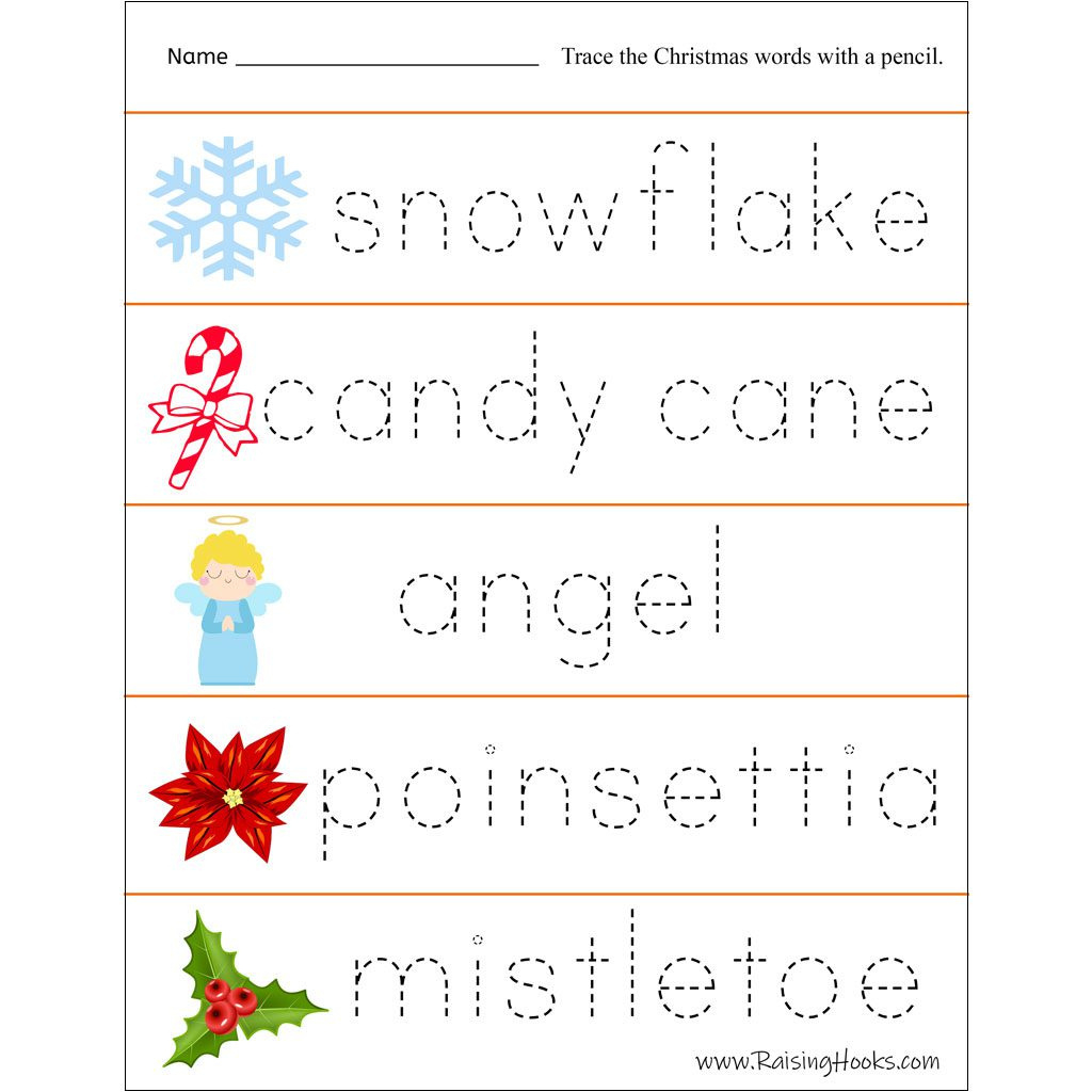 Christmas Tracing Worksheets - Raising Hooks in Christmas Letter Tracing Worksheets