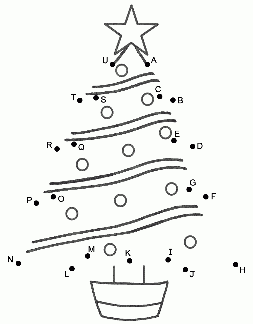 Christmas Tree - Connect The Dotscapital Letters (Christmas) for Free Printable Connect The Dots Christmas Worksheets