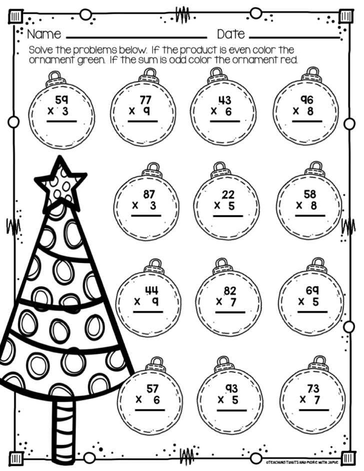 5th Grade Math Christmas Worksheets