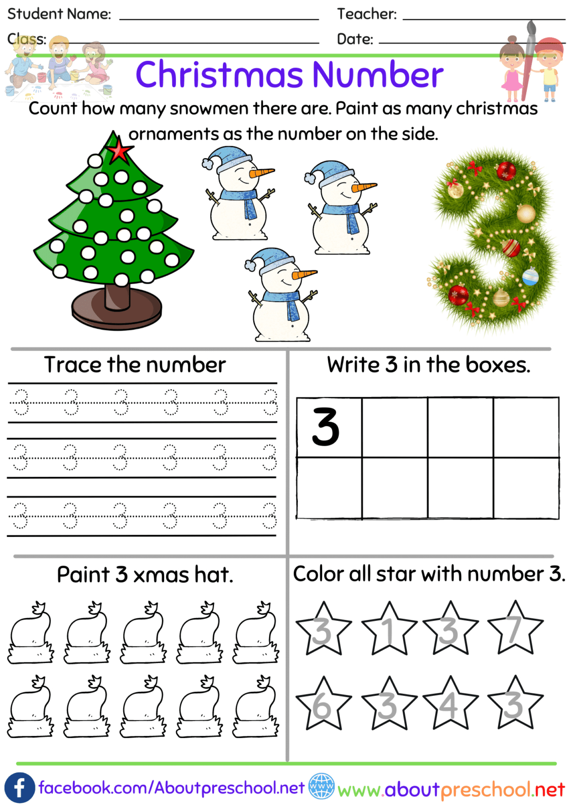 Christmas Worksheets Archives - Page 2 Of 6 - About Preschool intended for Preschool Christmas Number Worksheets