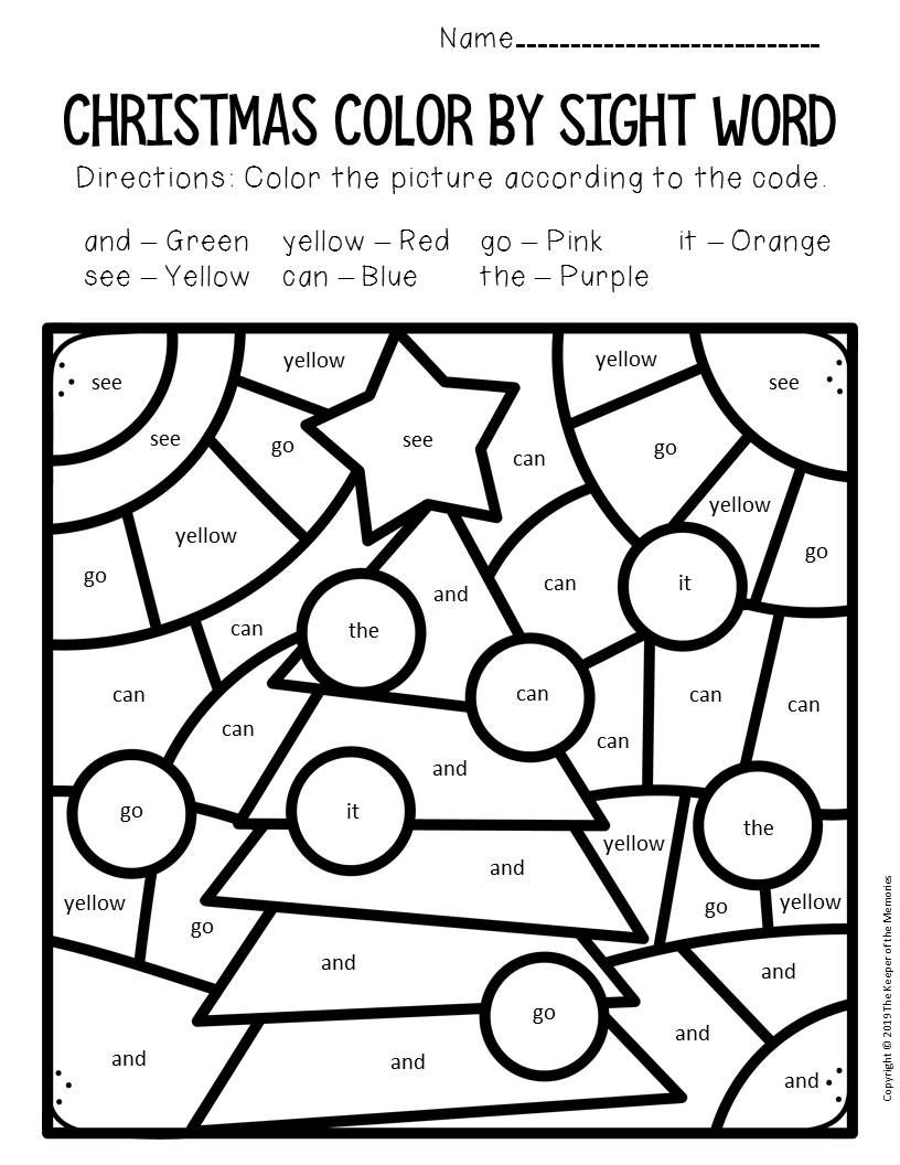 Colorsight Word Christmas Preschool Worksheets inside Christmas Color by Word Worksheets