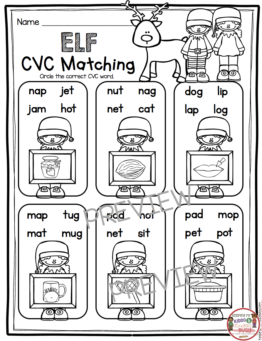 December Math And Literacy Pack - Freebies! — Keeping My Kiddo Busy with Christmas Cvc Words Worksheet