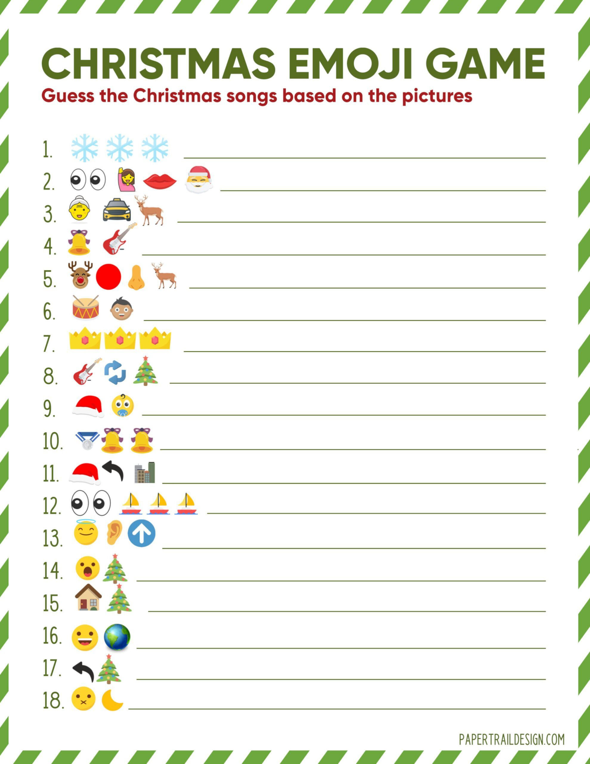 Emoji Printable Christmas Game | Paper Trail Design intended for Christmas Emoji Worksheet