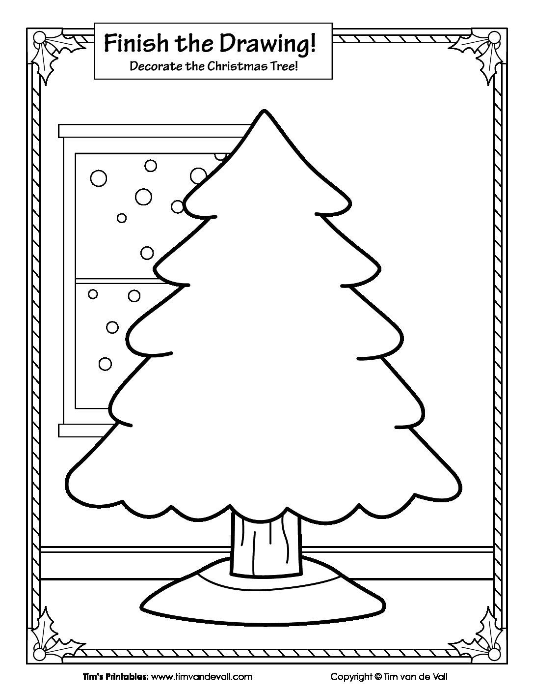 Finish The Drawing - The Christmas Tree - Tim&amp;#039;S Printables throughout Christmas Drawing Worksheets