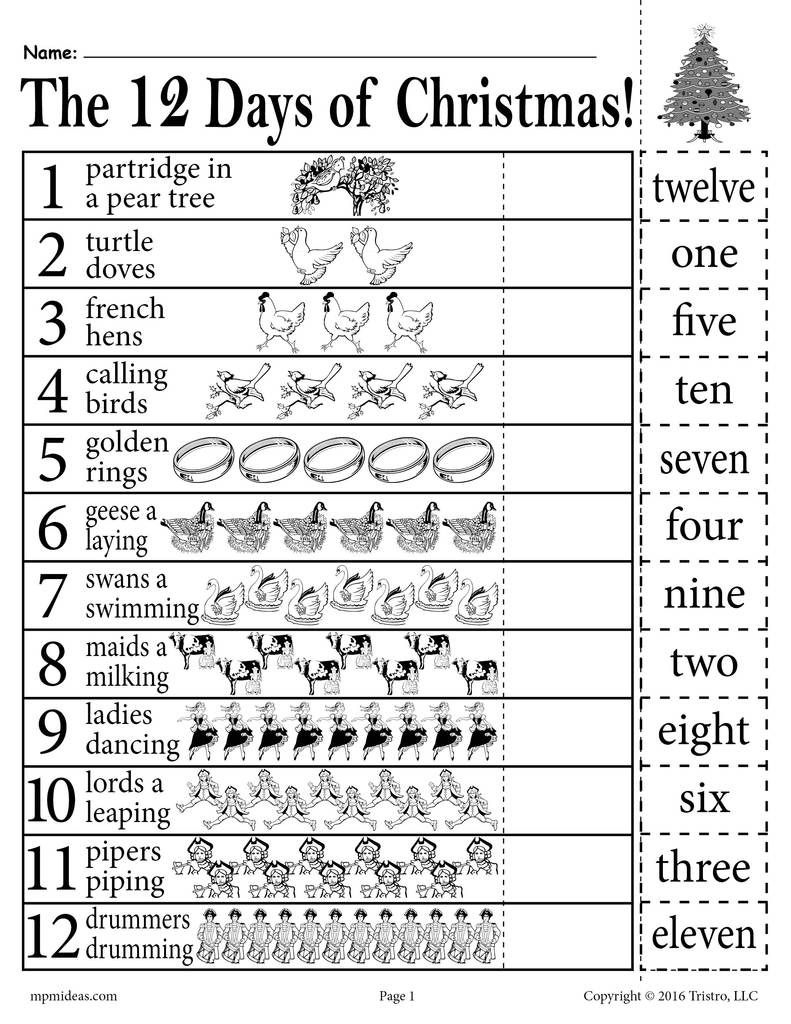 Free &amp;quot;12 Days Of Christmas&amp;quot; Number Recognition Worksheet! with regard to Twelve Days of Christmas Worksheet Math