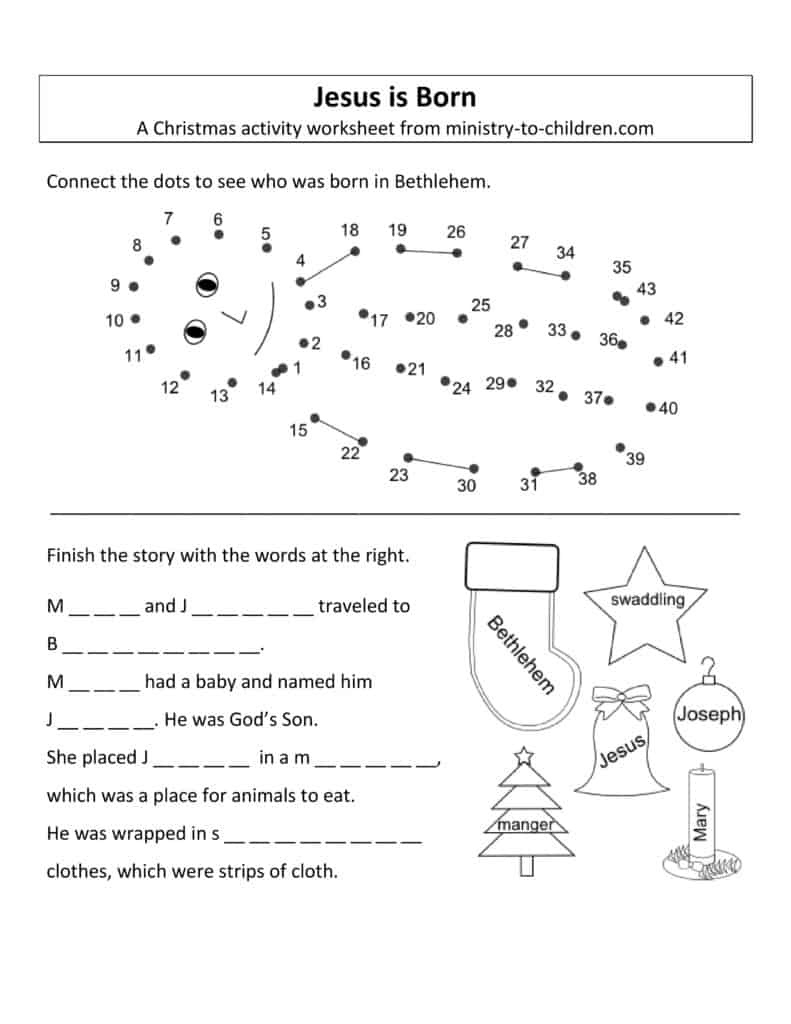 Free Christmas Worksheets For Kids (Free Printable Activity Sheets) for Religious Christmas Worksheets