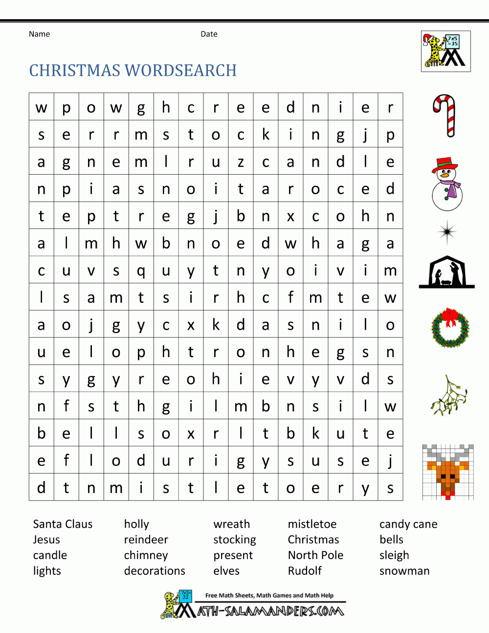 Free Christmas Worksheets For Kids inside 6th Grade Christmas Worksheets