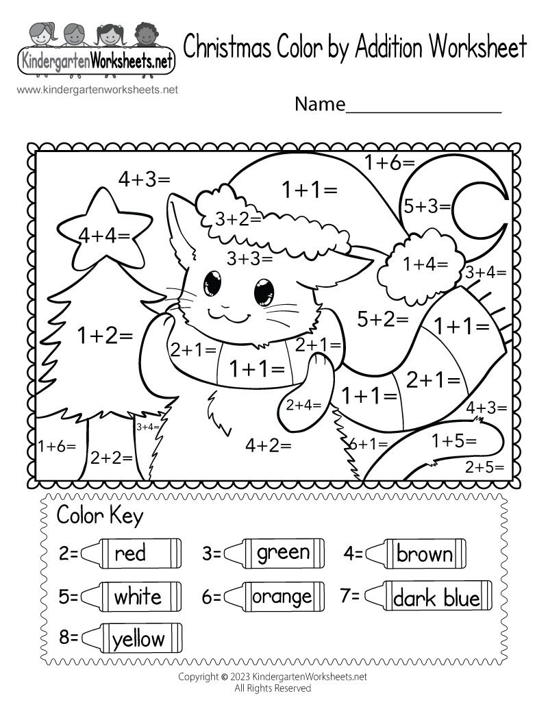 Free Printable Christmas Coloraddition Worksheet inside Addition and Subtraction Christmas Coloring Worksheets