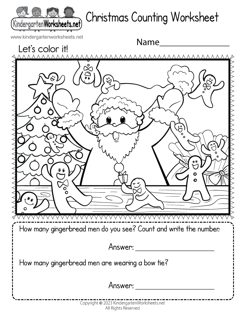 Free Printable Christmas Counting Worksheet throughout Christmas Kinder Worksheets