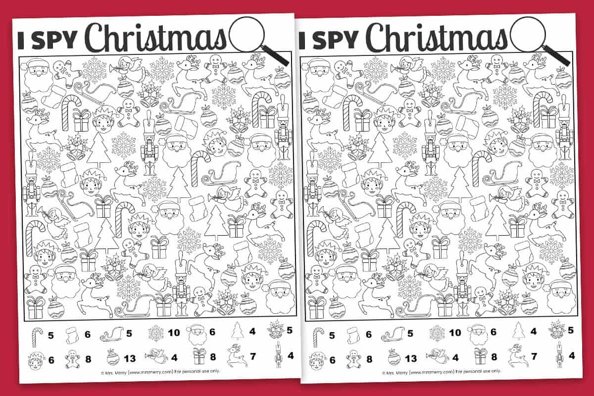 Free Printable I Spy Christmas Activity | Mrs. Merry intended for Christmas Hidden Picture Worksheet