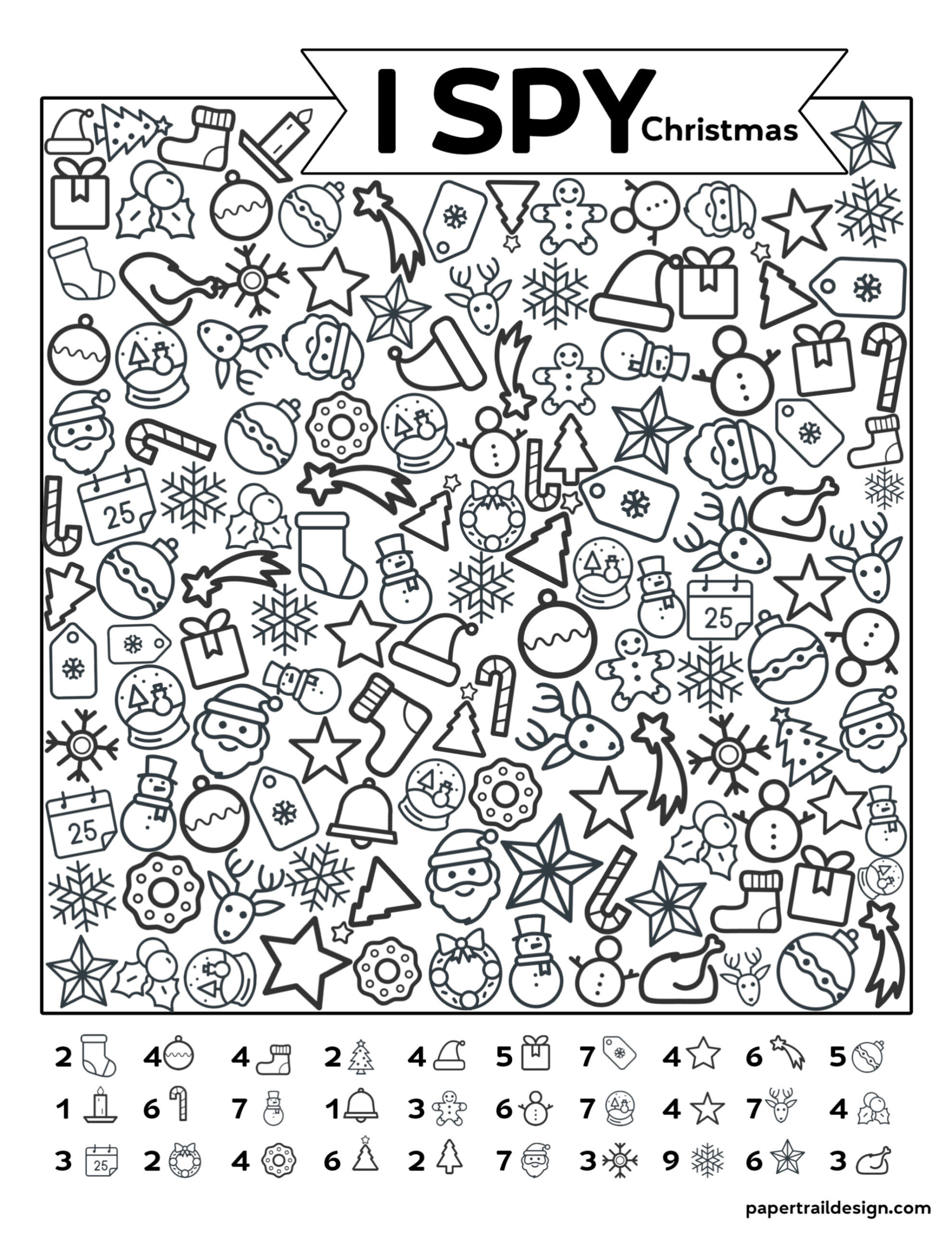 Free Printable I Spy Christmas Activity - Paper Trail Design for I Spy Christmas Worksheets