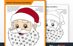 Free Santa'S Countdown Worksheet - Easy &amp; Fun For Kids intended for Christmas Countdown Worksheet