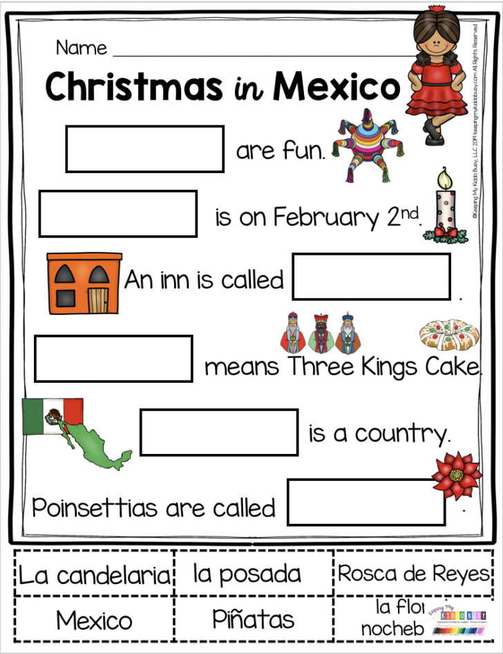 Christmas in Spanish Speaking Countries Worksheet