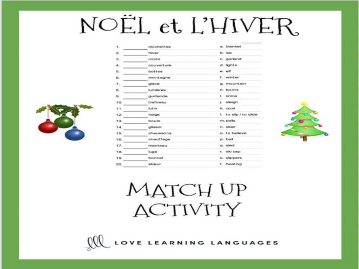 French Christmas Worksheets