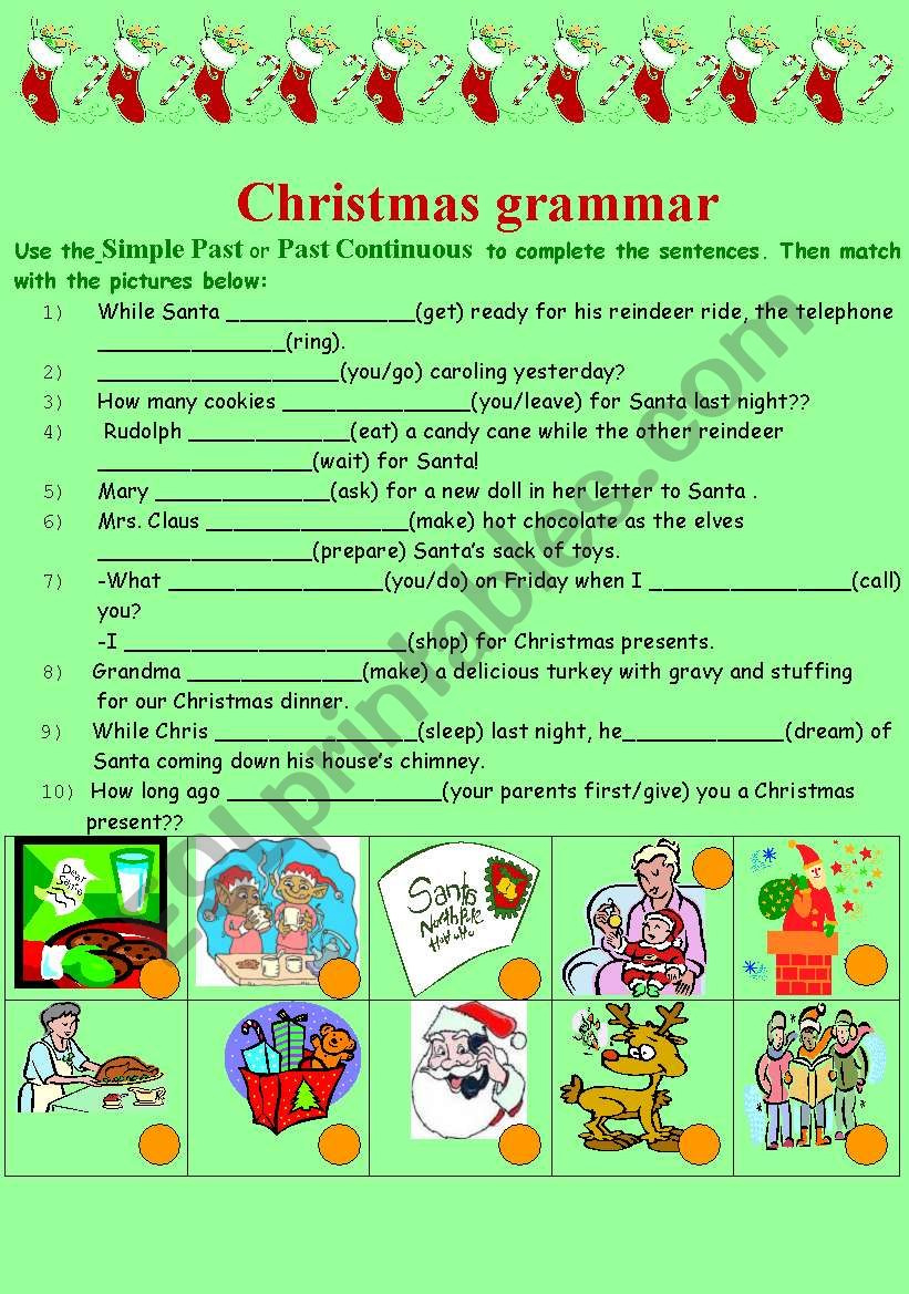 Grammar And Christmas - Esl Worksheetsofiateach for Christmas Grammar Worksheet