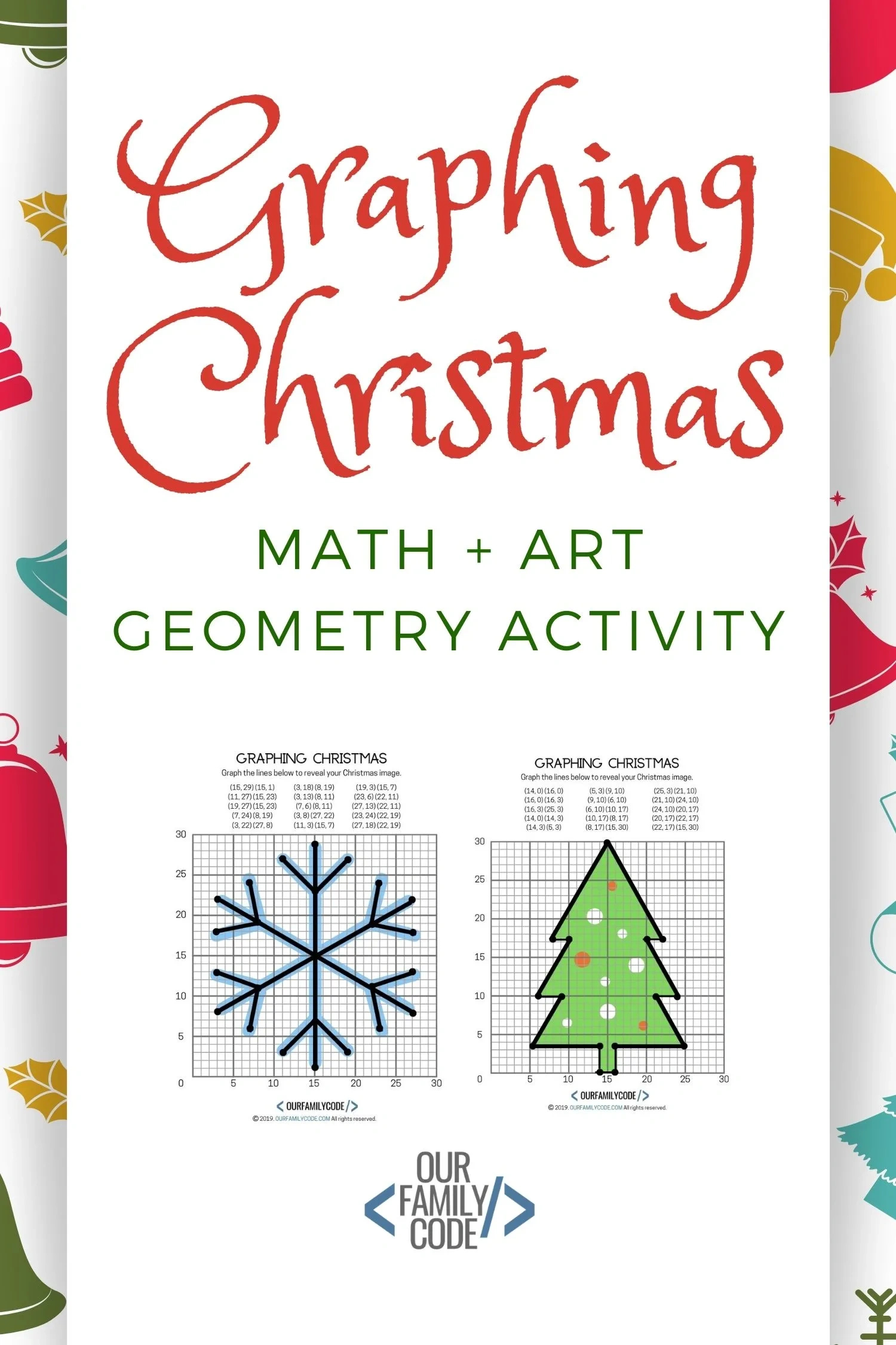 Graphing Christmas Coordinates Math Art Activity - Our Family Code throughout Christmas Geometry Worksheets