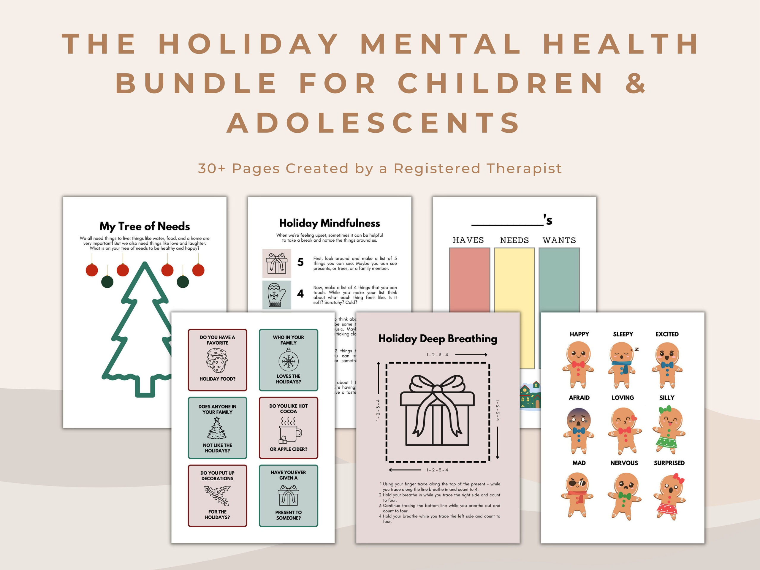 Holiday Christmas Mental Health Activities For Kids And Teens intended for Christmas Health Worksheets