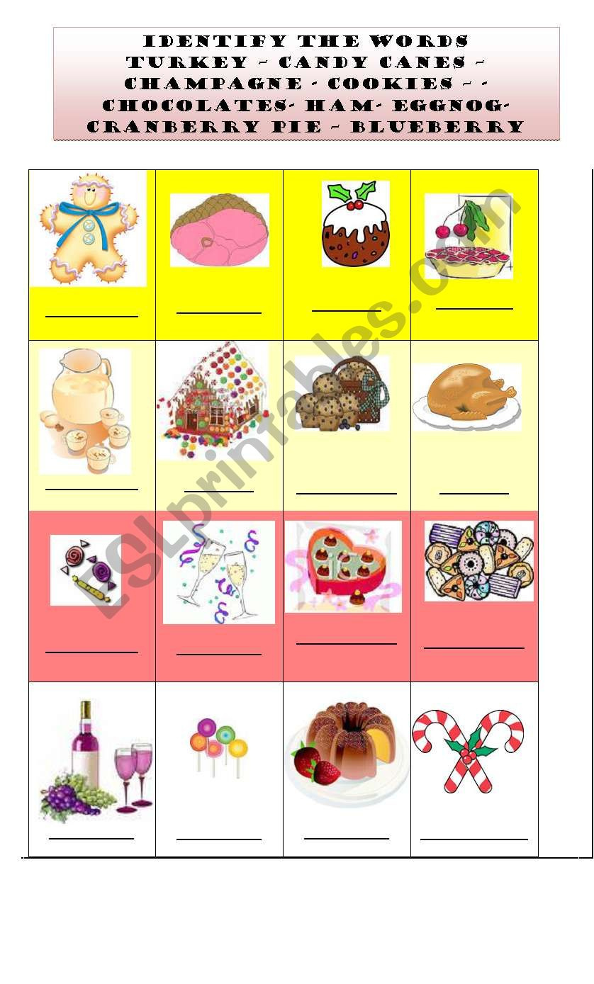 Identify The Christmas Food - Esl Worksheetilona within Christmas Food Worksheet