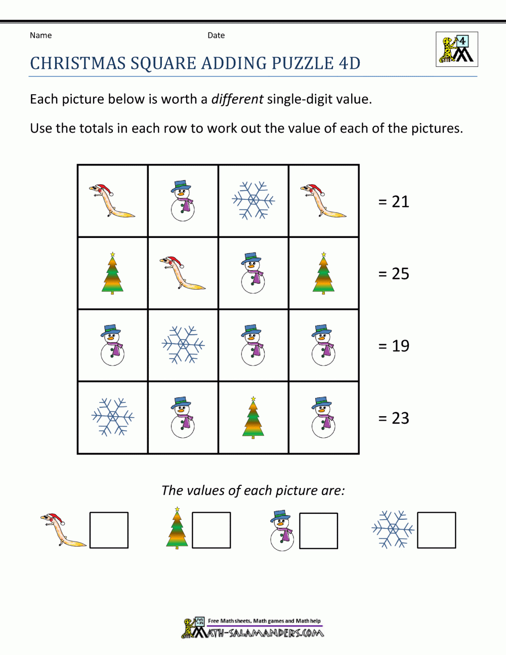 Math Christmas Activities 4Th Grade for Christmas 4Th Grade Worksheets