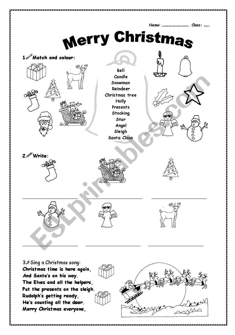 Merry Christmas - Esl Worksheetcgbraga within Merry Christmas Worksheet