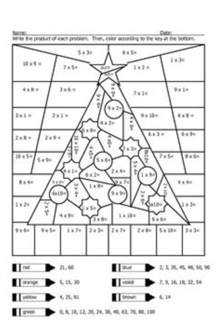 Multiplication Coloring Worksheets Christmas for Multiplication Christmas Coloring Worksheets