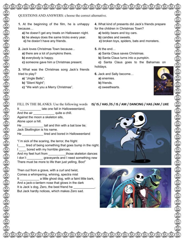 Nightmare Before Christmas Worksheet