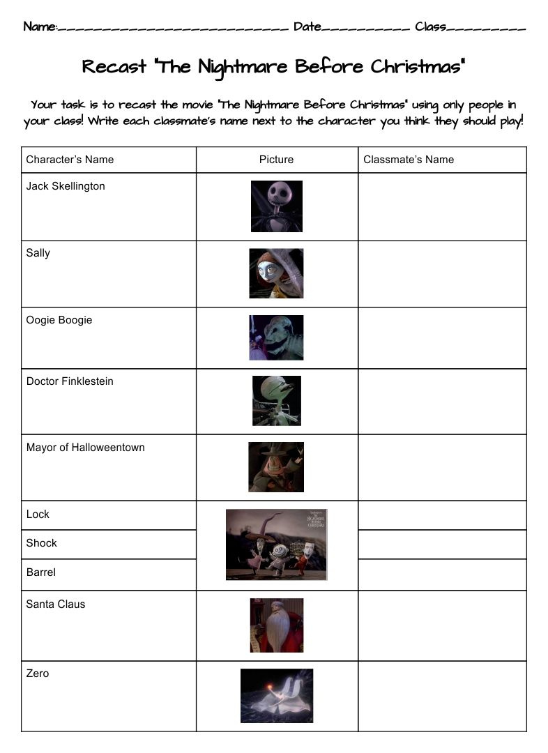 Nightmare Before Christmas Activities - 10 Free Pdf Printables with regard to Nightmare Before Christmas Worksheet