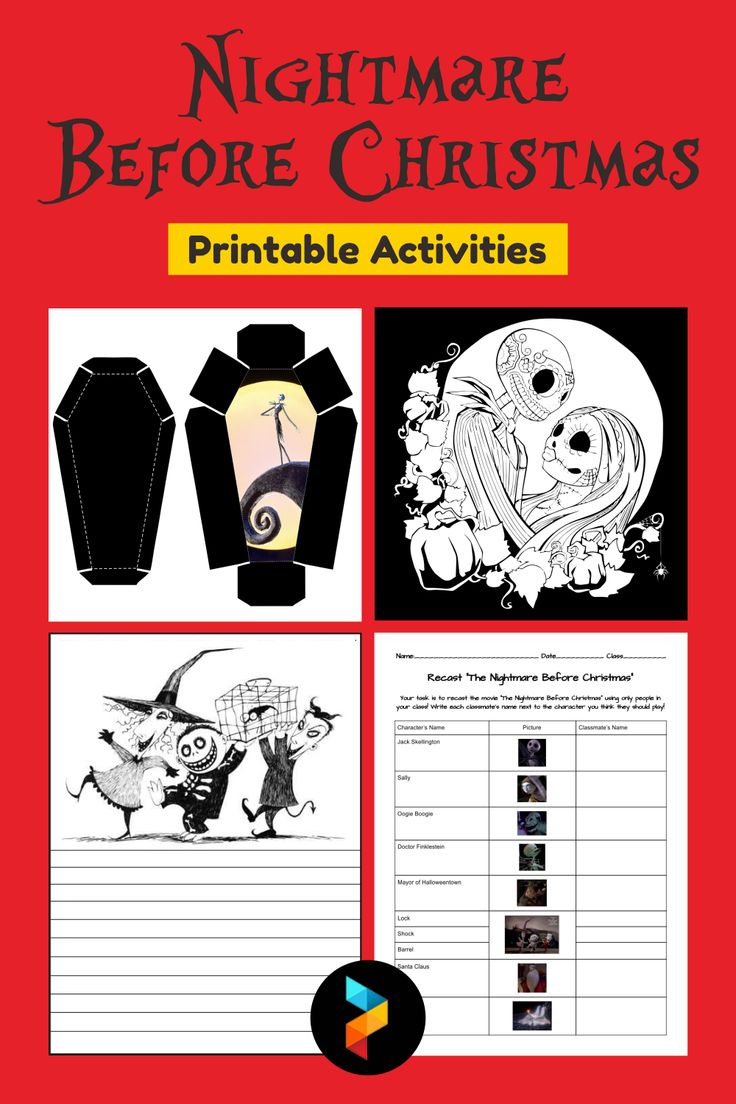 Nightmare Before Christmas Printable Activities for Nightmare Before Christmas Worksheet