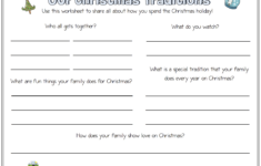 Our Christmas Traditions [F] within Christmas Holiday Worksheet
