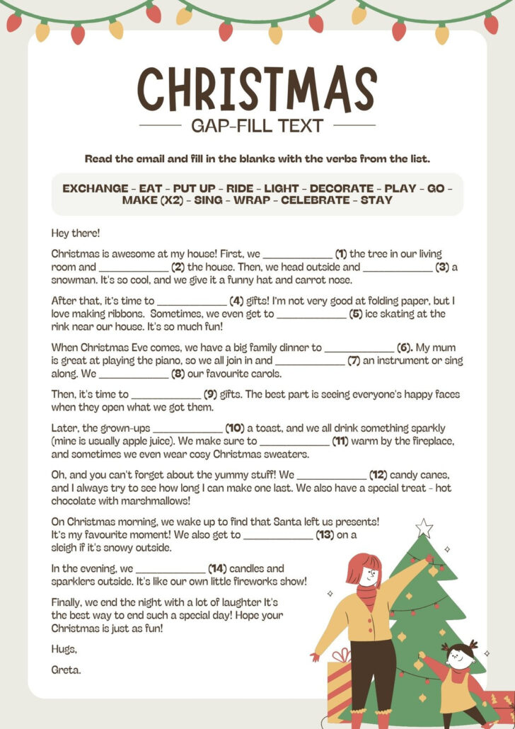 Christmas Fill in The Blank Worksheets