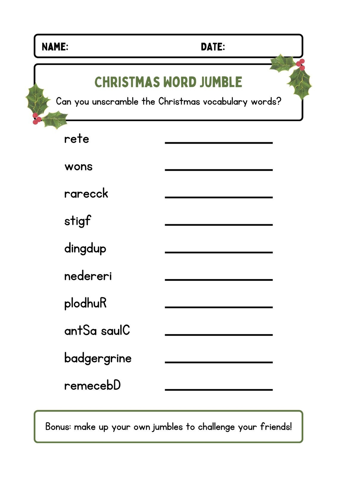 Page 2 - Free, Editable Christmas Worksheet Templates | Canva with regard to Christmas Language Worksheets