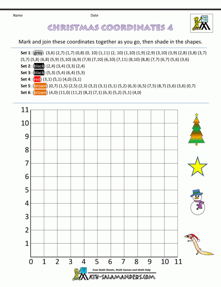 Christmas Coordinates Worksheets