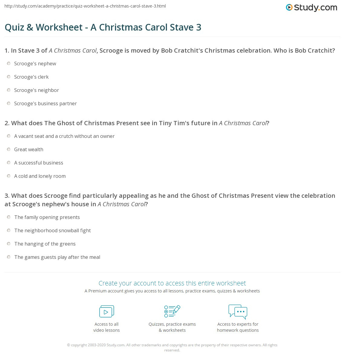 Quiz &amp;amp; Worksheet - A Christmas Carol Stave 3 | Study with A Christmas Carol Stave 3 Worksheet