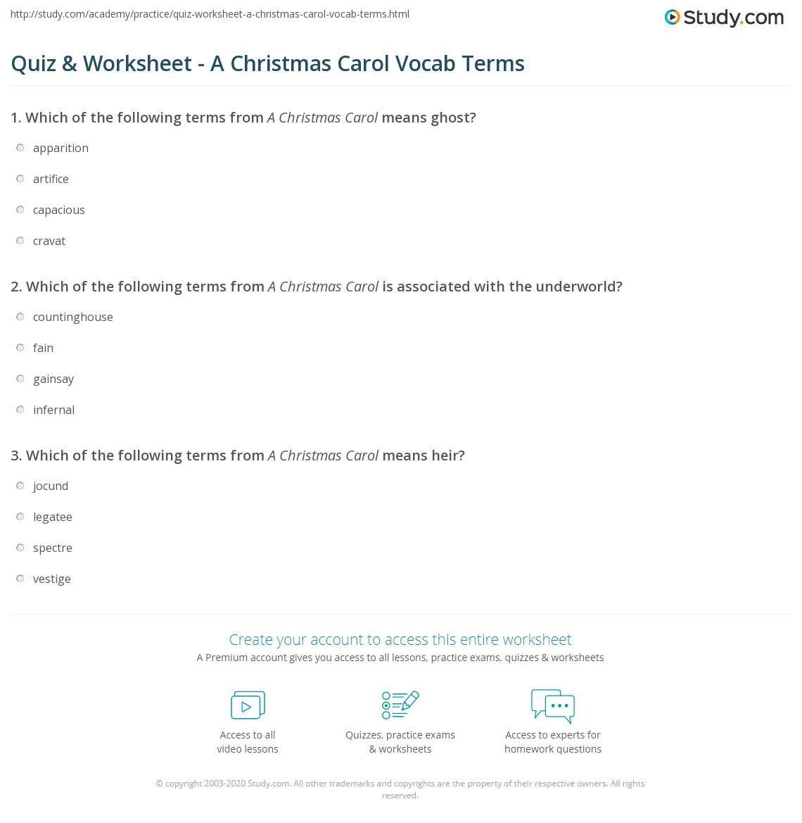 Quiz &amp;amp; Worksheet - A Christmas Carol Vocab Terms | Study throughout A Christmas Carol Vocabulary Stave 1 Worksheet