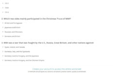 Quiz &amp; Worksheet - Ww1 Christmas Truce | Study with regard to Answer Key The World War 1 Christmas Truce Worksheet Answers