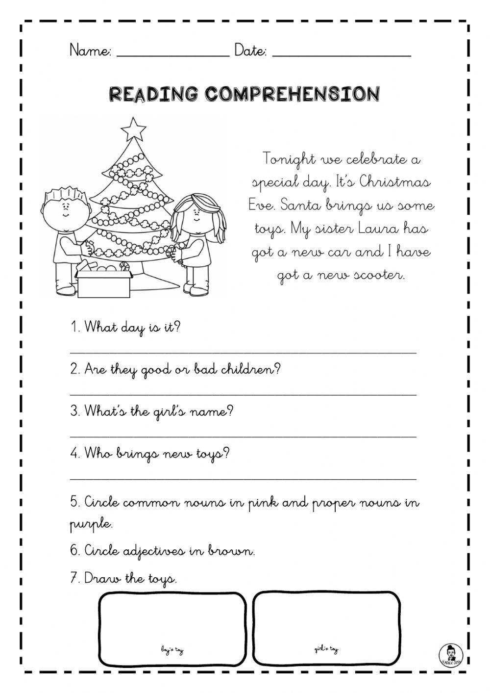 Reading Comprehension Christmas Worksheet in 4Th Grade Christmas Reading Comprehension Worksheets