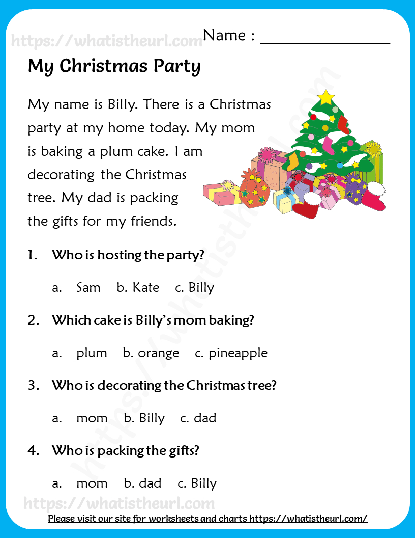 Reading Comprehension For Grade 2 - Your Home Teacher for 2nd Grade Christmas Reading Comprehension Worksheets