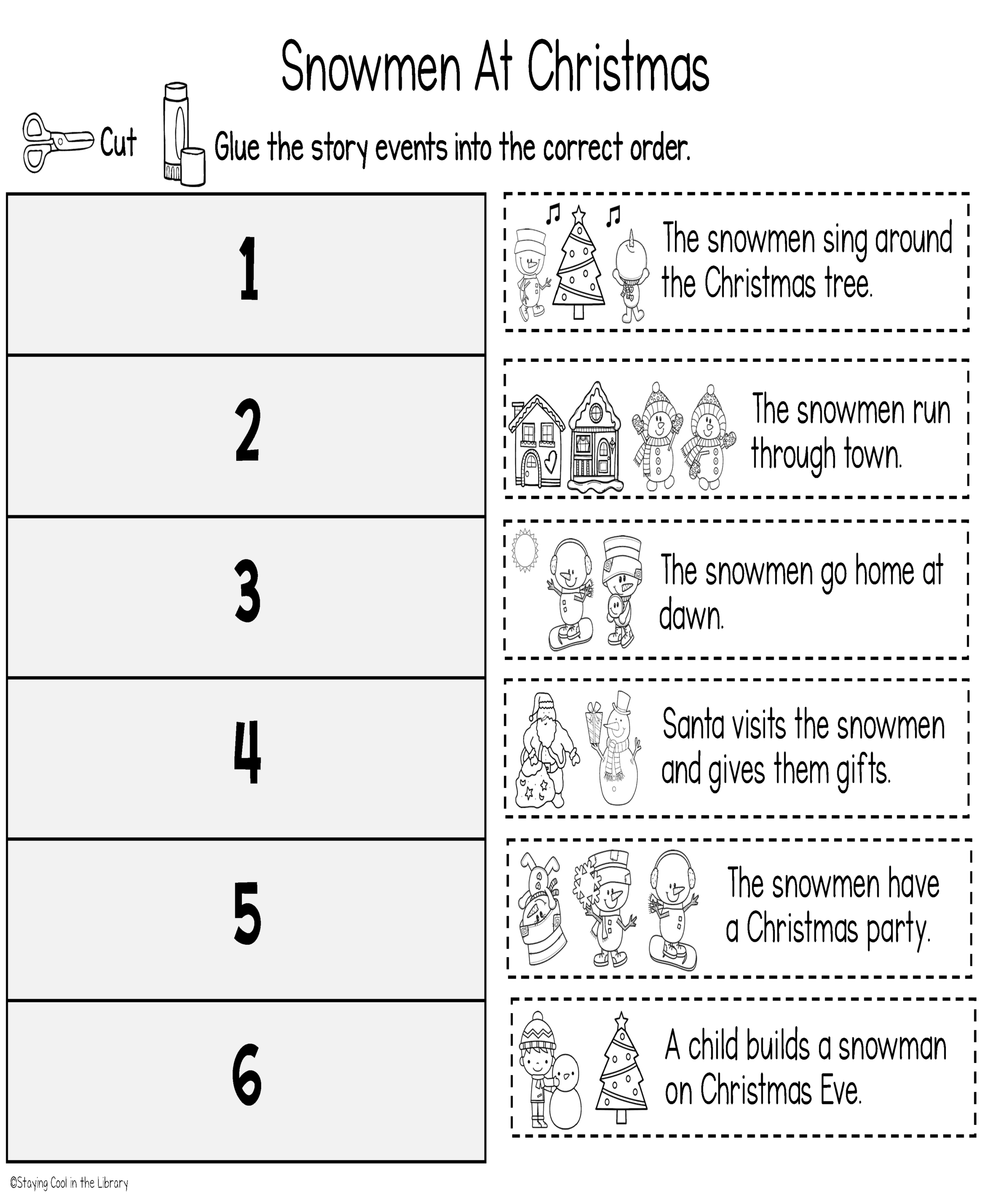 Snowman At Christmas Literacy Activities for Christmas Literacy Worksheets